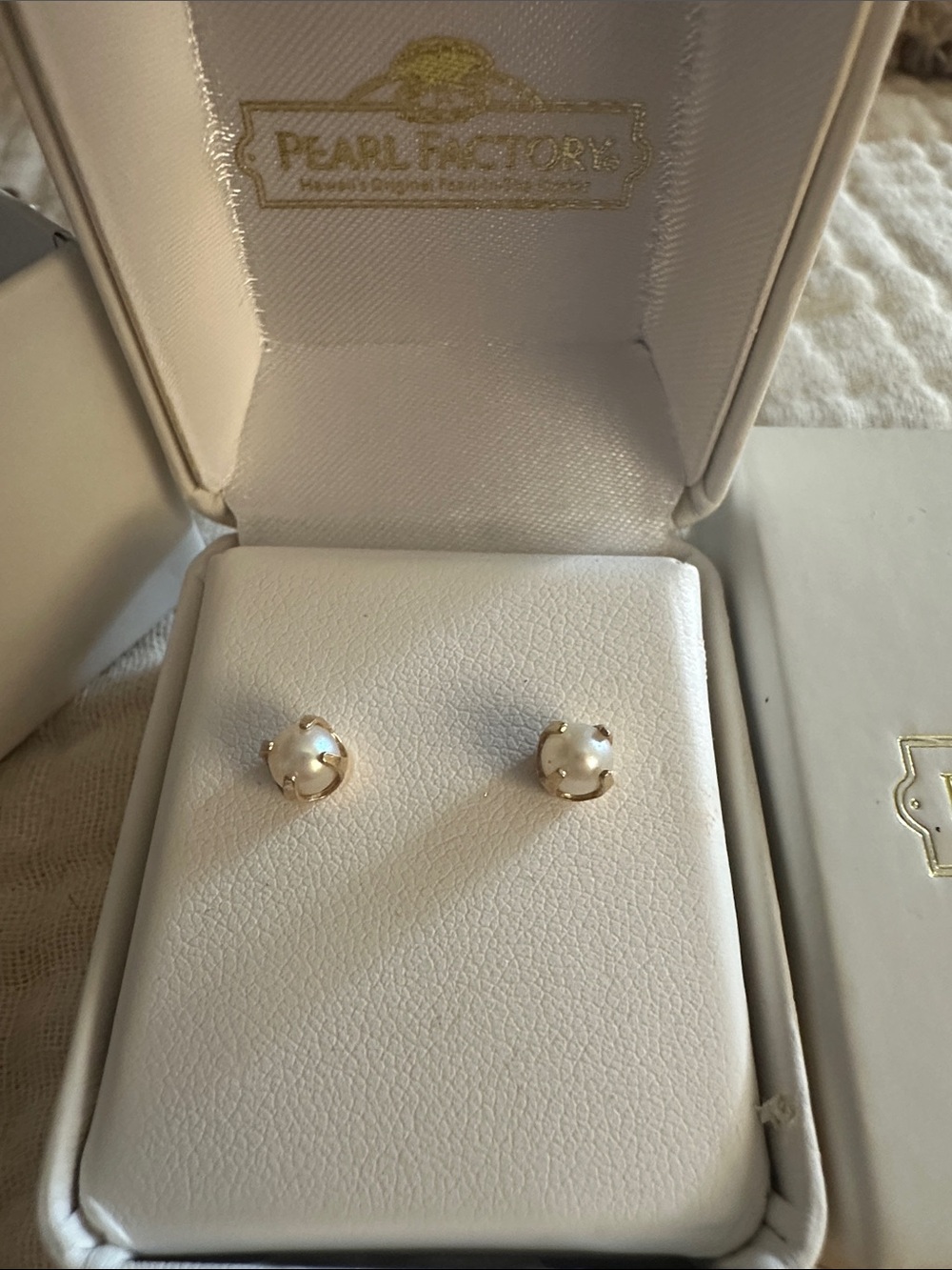 Pearl factory 14k Gold Pearl Stud Earrings - White Pearls